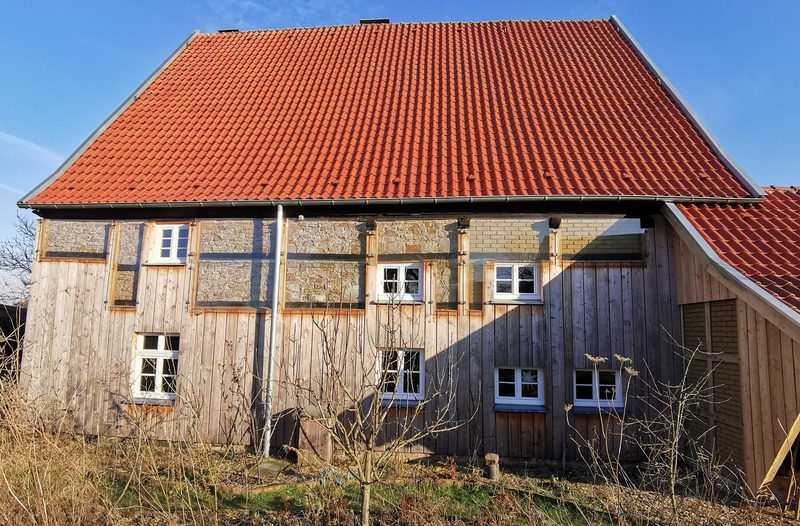 Holzfassade an einem Fachwerkhaus
